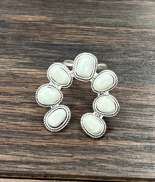 Squash Blossom White Turquoise Ring