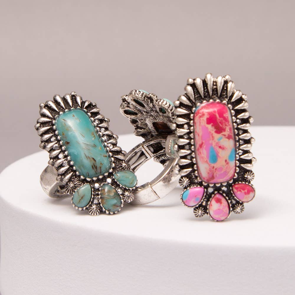 Wild Heart Statement Ring: Available in Turquoise or Pink