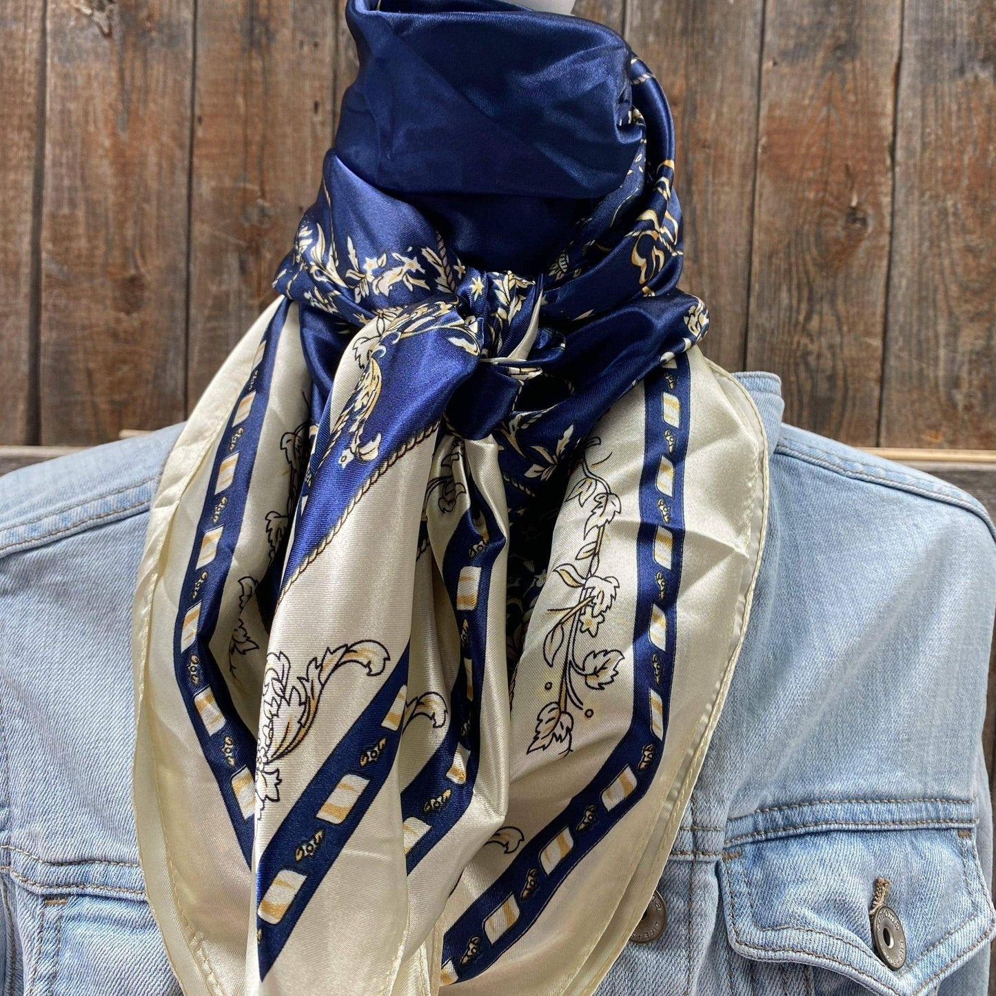 Stunning Blue and ivory Wild Rag/Scarf