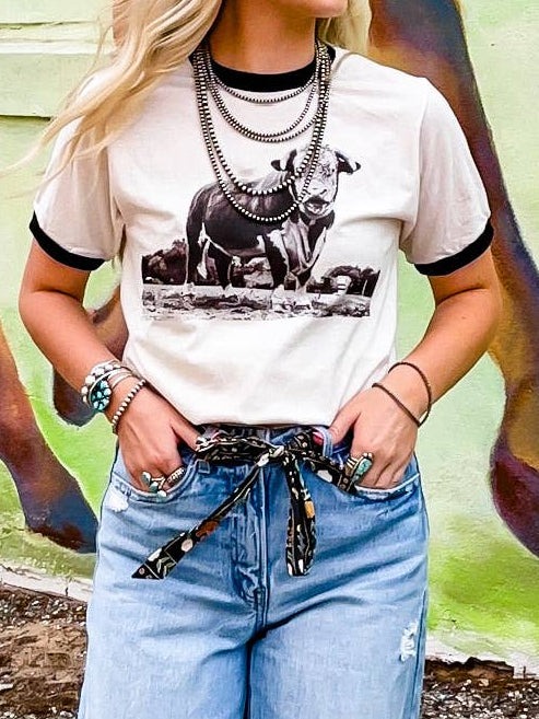 Horned Bull Ringer Tee