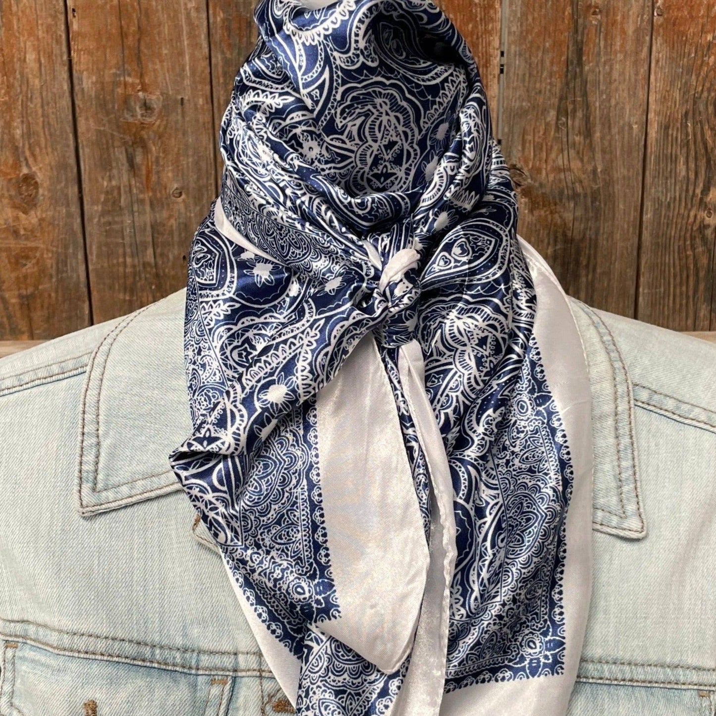 Beautiful Blue & White Paisley Wild Rag