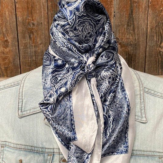 Beautiful Blue & White Paisley Wild Rag