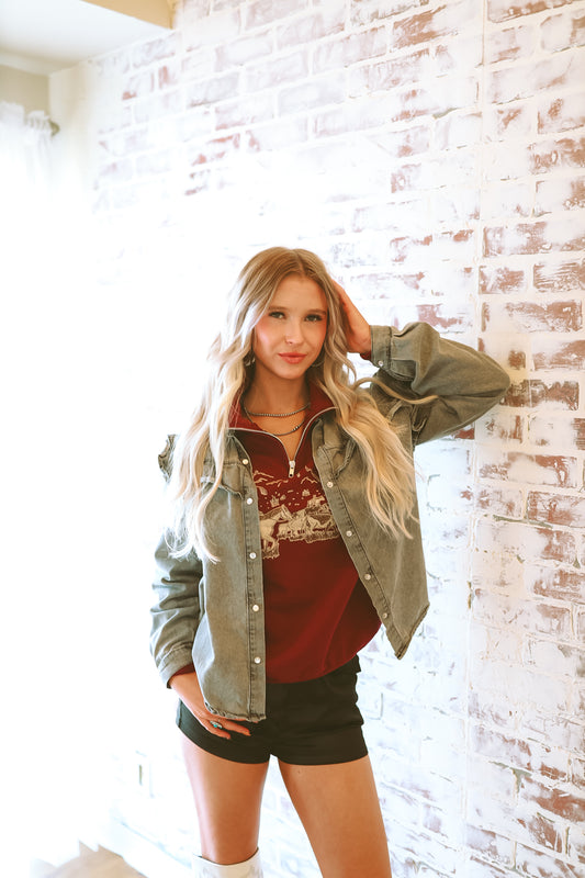 Ruffle Denim Blouse