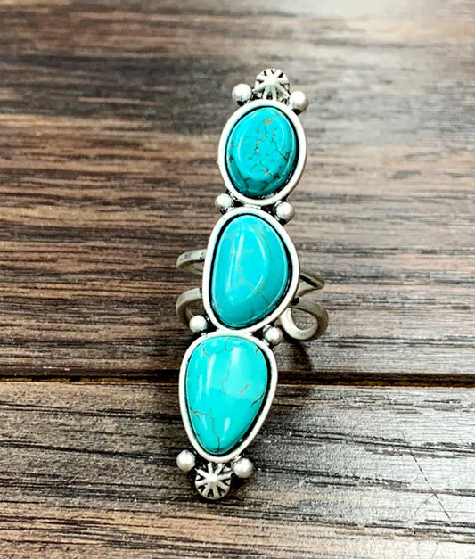 750396, Turquoise Adjustable Ring