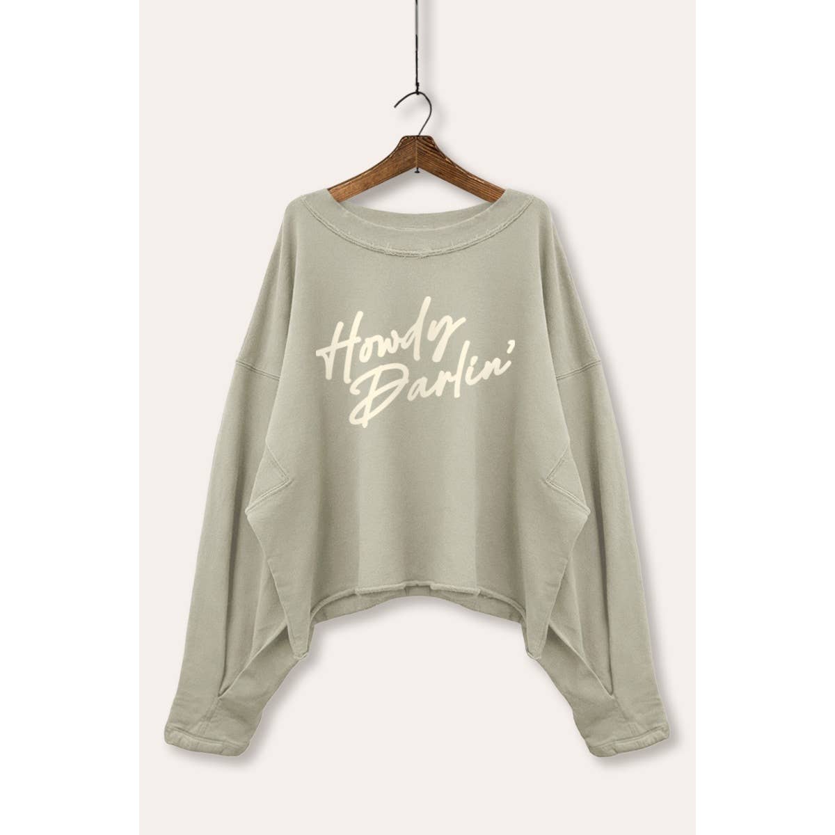 Howdy Darlin' Graphic Cropped Sweatshirt: SAGE