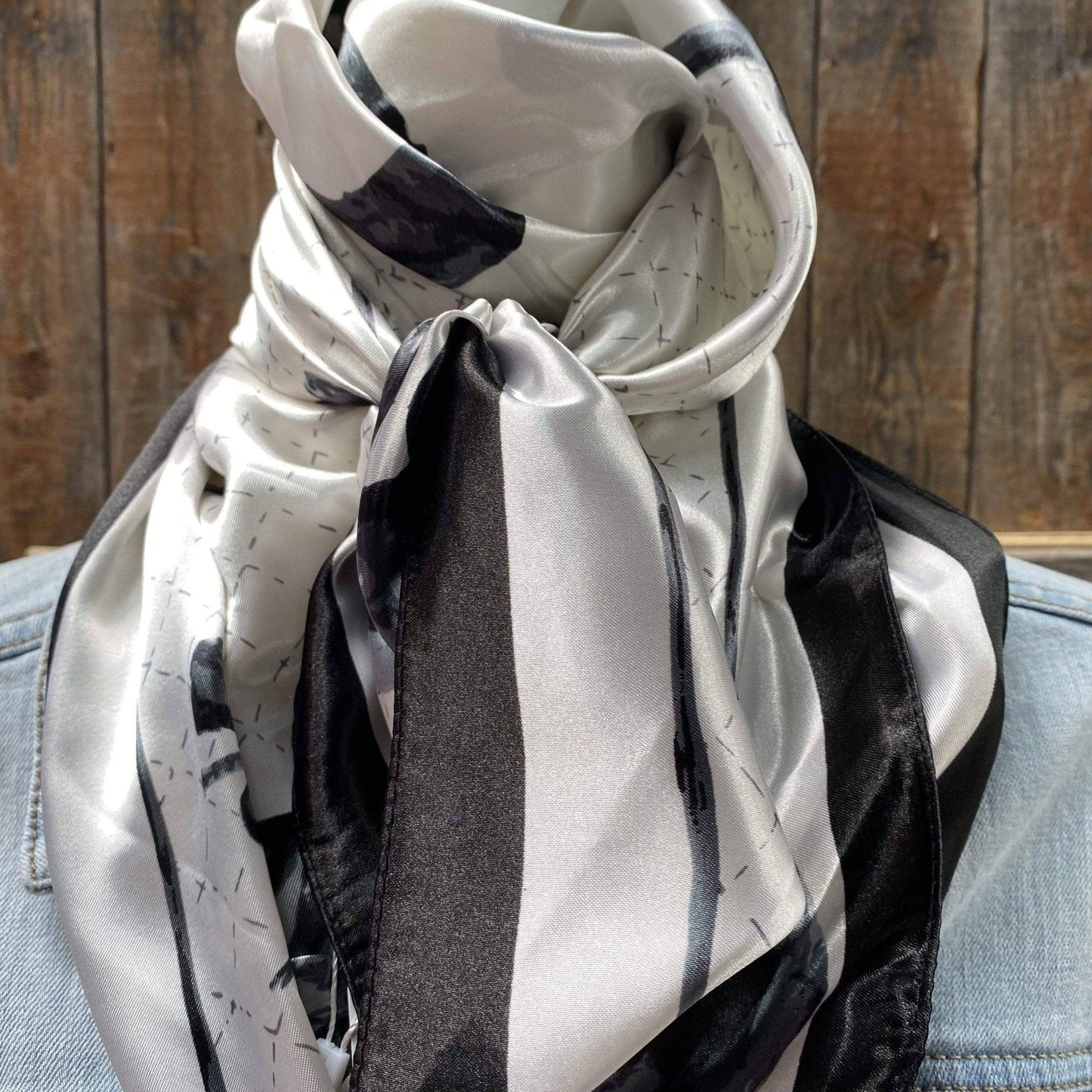 Black / White Four Leaf Clover Wild Rag/Scarf