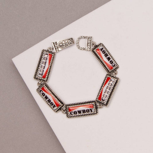 Red Rodeo Cowboy Link Bracelet