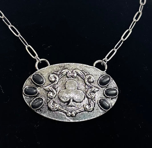 Western Card Theme Metal Necklace