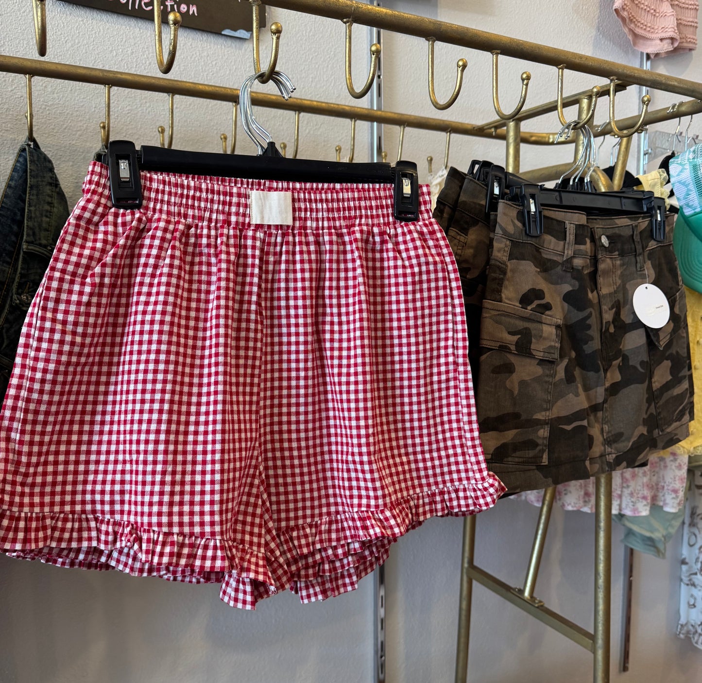 Ruffled Gingham Shorts