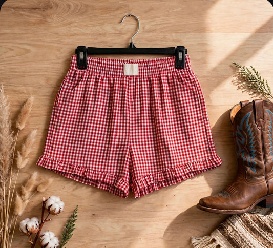 Ruffled Gingham Shorts