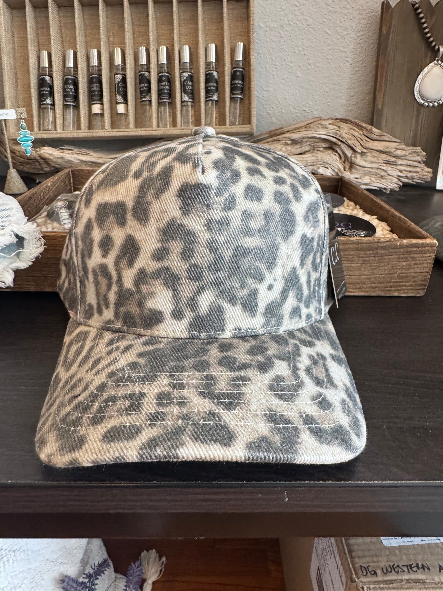 Washed Leopard Print Trucker Hat