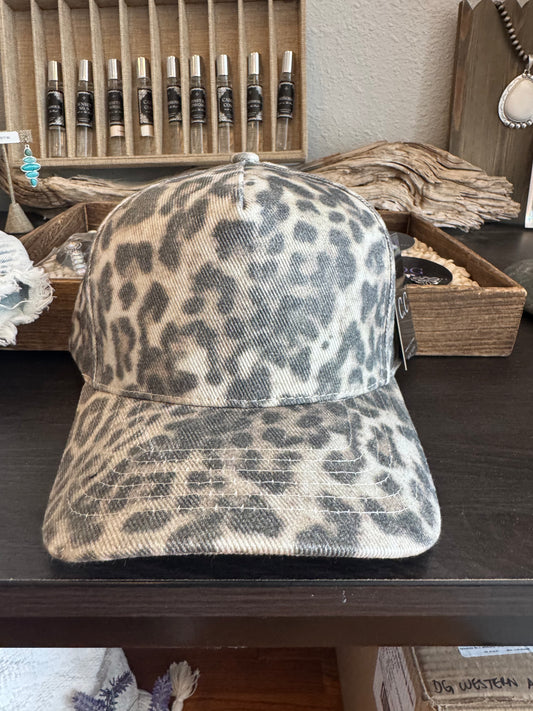 Washed Leopard Print Trucker Hat