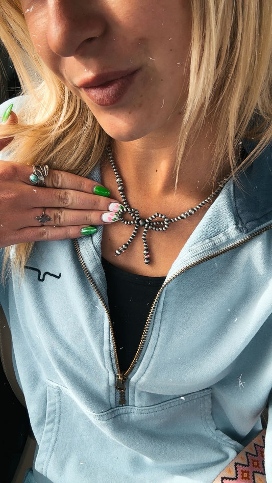 Western Navajo Style Bead Coquette Bow Necklace