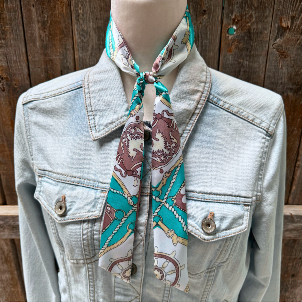 Turquoise Western Skinny Mini Wild Rag Scarf / Cowgirl Necktie