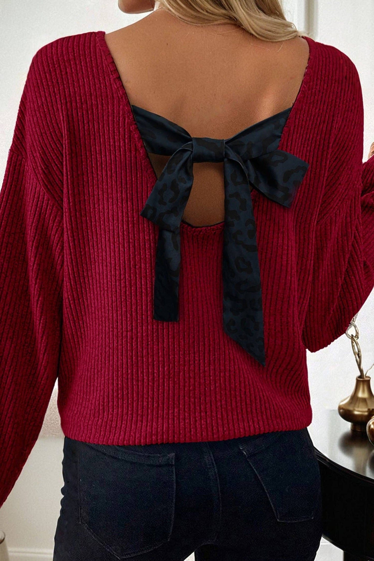 Scarlet Bow Back Knit Top