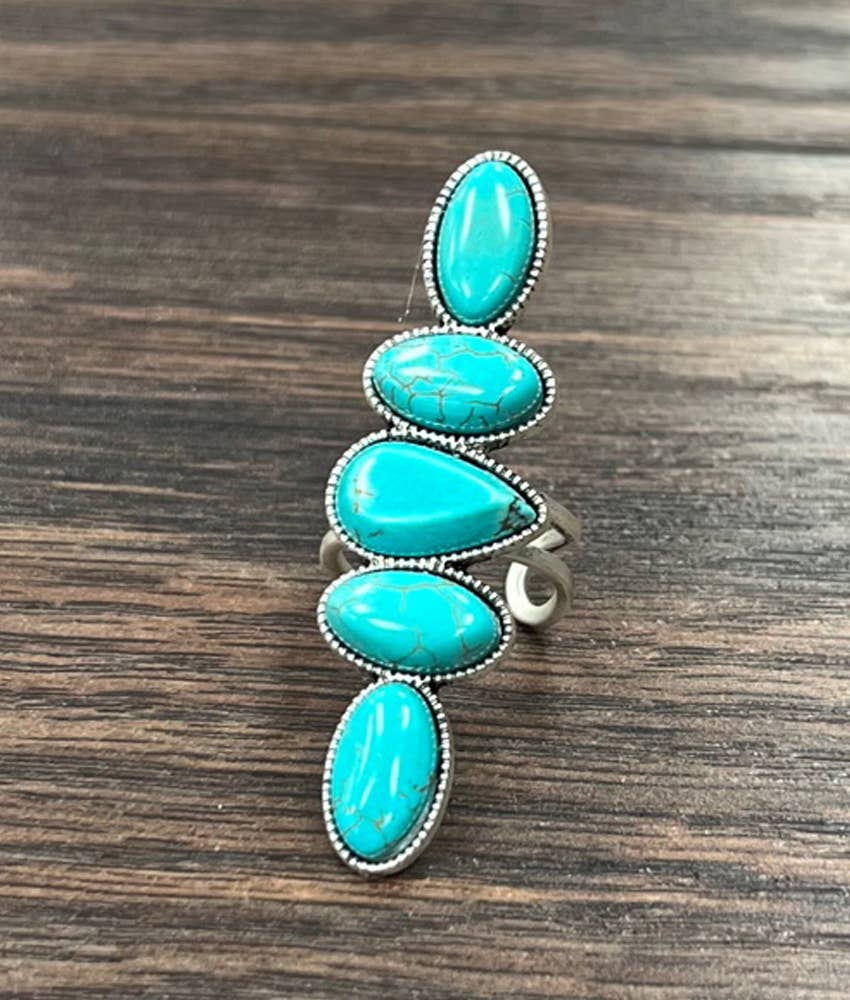 Turquoise, Brass Adjustable Ring