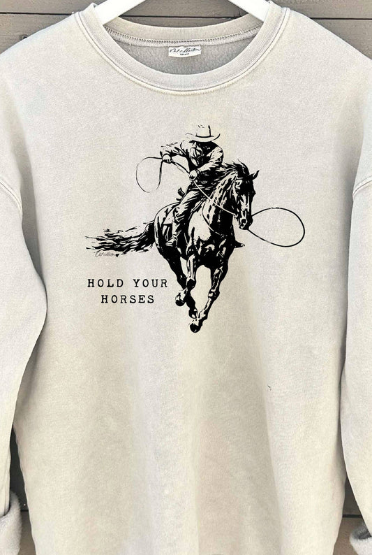 HOLD YOUR HORSES Mineral Graphic Crewneck