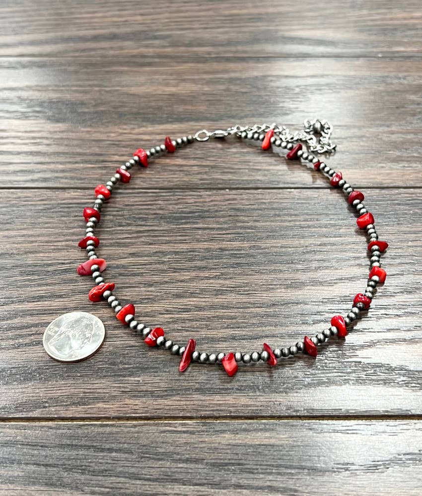 Beautiful 16" Navajo Coral Necklace