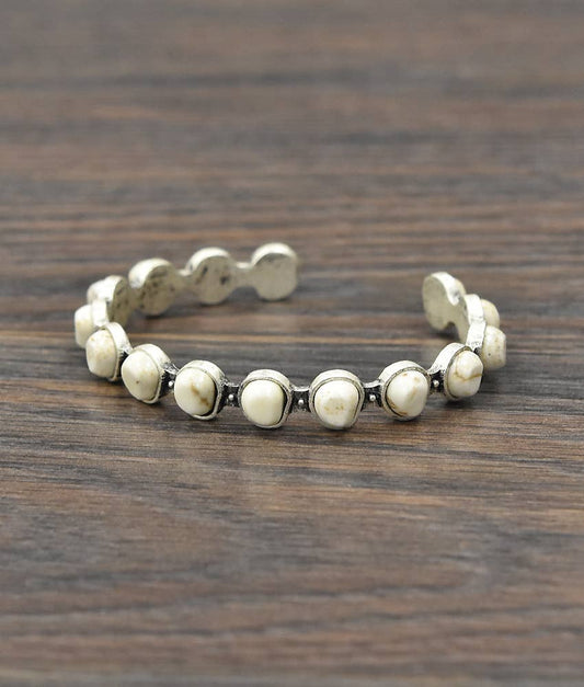 711057, Irregular White Turquoise Cuff Bracelet