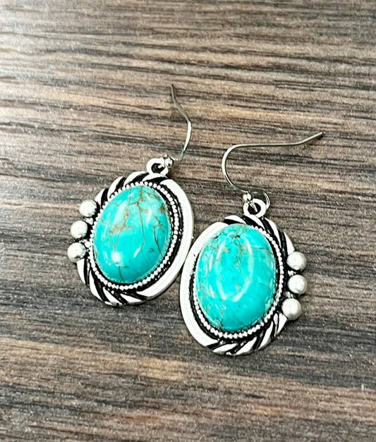 18mm Oval Turquoise Earrings