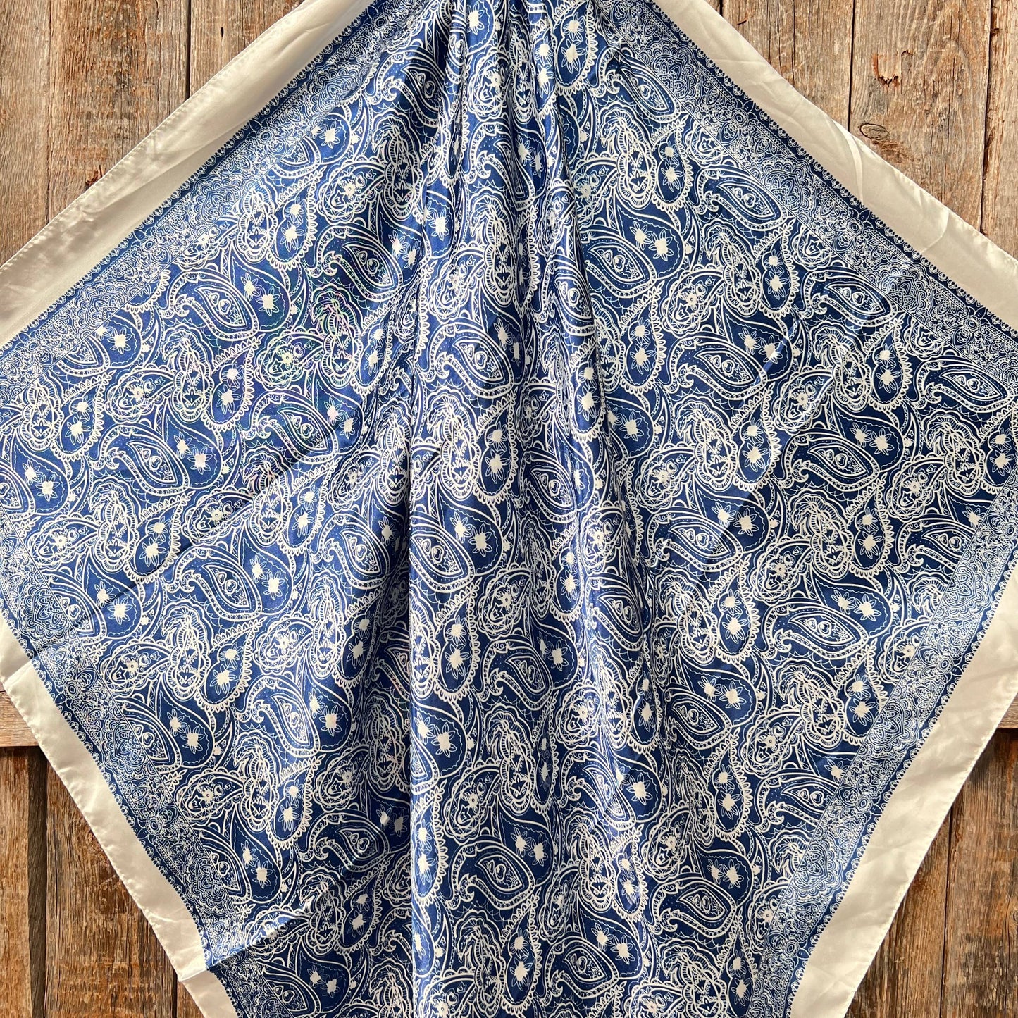 Beautiful Blue & White Paisley Wild Rag