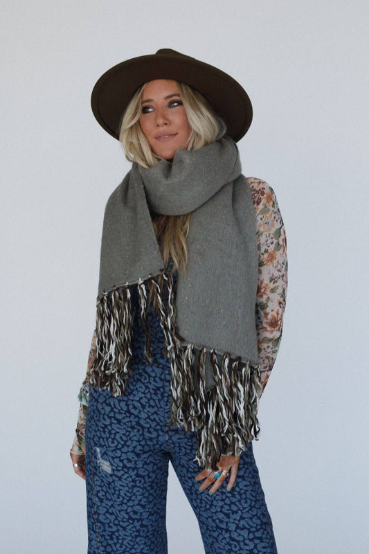 Stardust Fringe Scarf - Gray